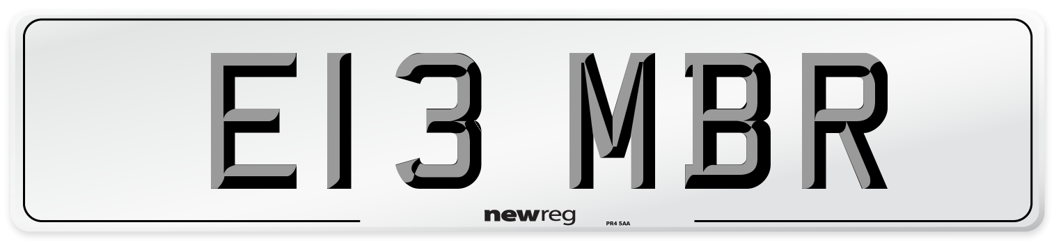 E13 MBR Number Plate from New Reg